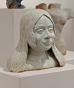 Image of the clay sculpture, Self Portrait by Anna Comly